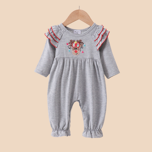 Grey Reindeer Romper