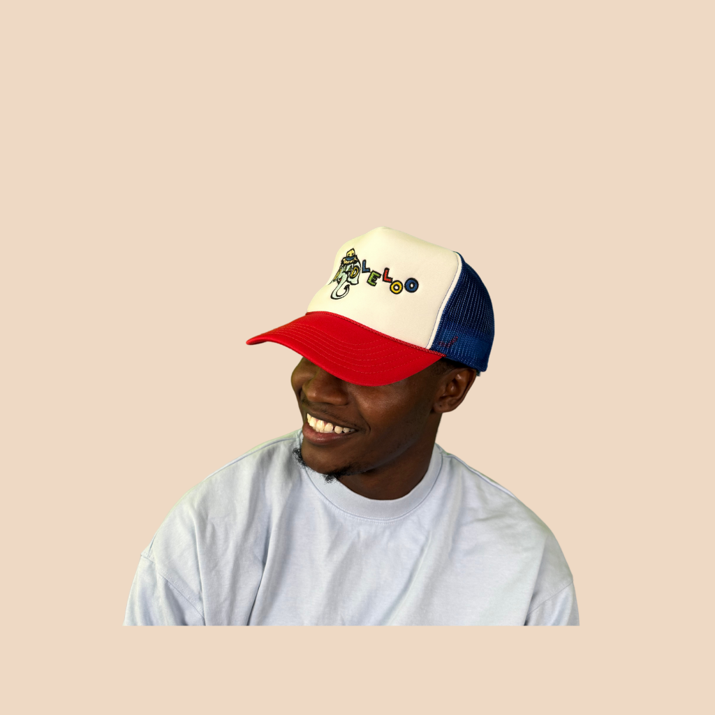 Doodleloo x Badger – Red/Blue Trucker Hat