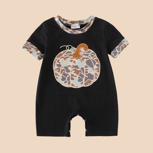 Black Camouflage Pumpkin Romper