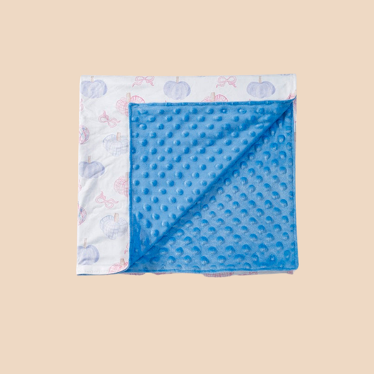 Blue pumpkin print baby blanket